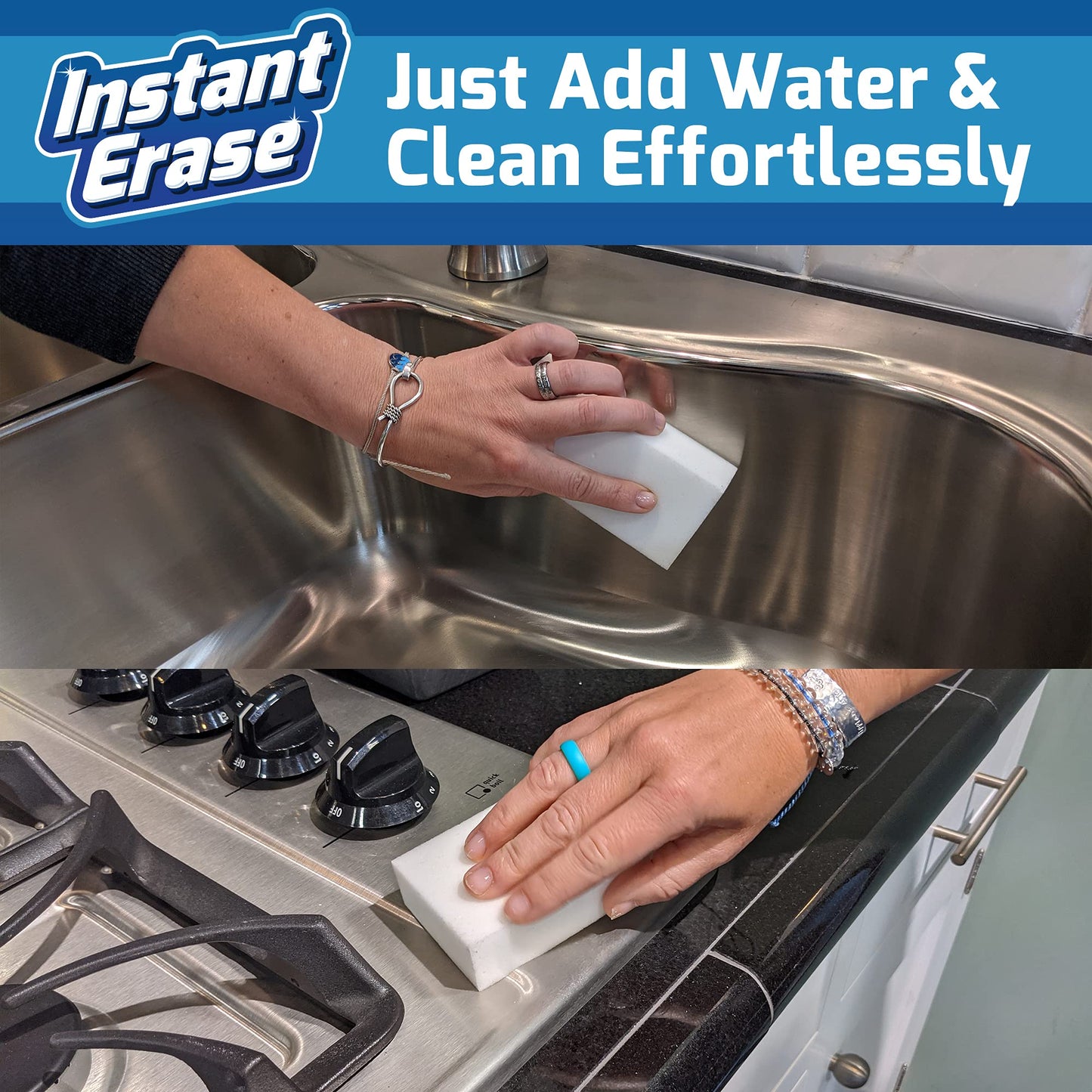 21 Pack Instant Erase XL Magic Cleaning Eraser Sponges - USA Converted and Packaged! Great for Bathtub, Floor Baseboard, and Walls. Multi-Surface