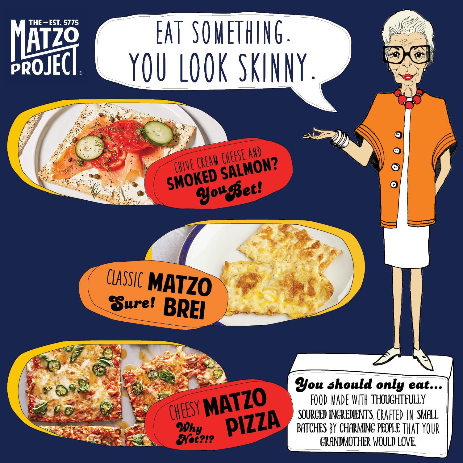 The Matzo Project Crispy Matzo Flats, Flatbread Crackers Sprinkled with (Almost) Everything, Vegan, Nut Free, All Natural, 3-Pack., 5.5 oz. Each
