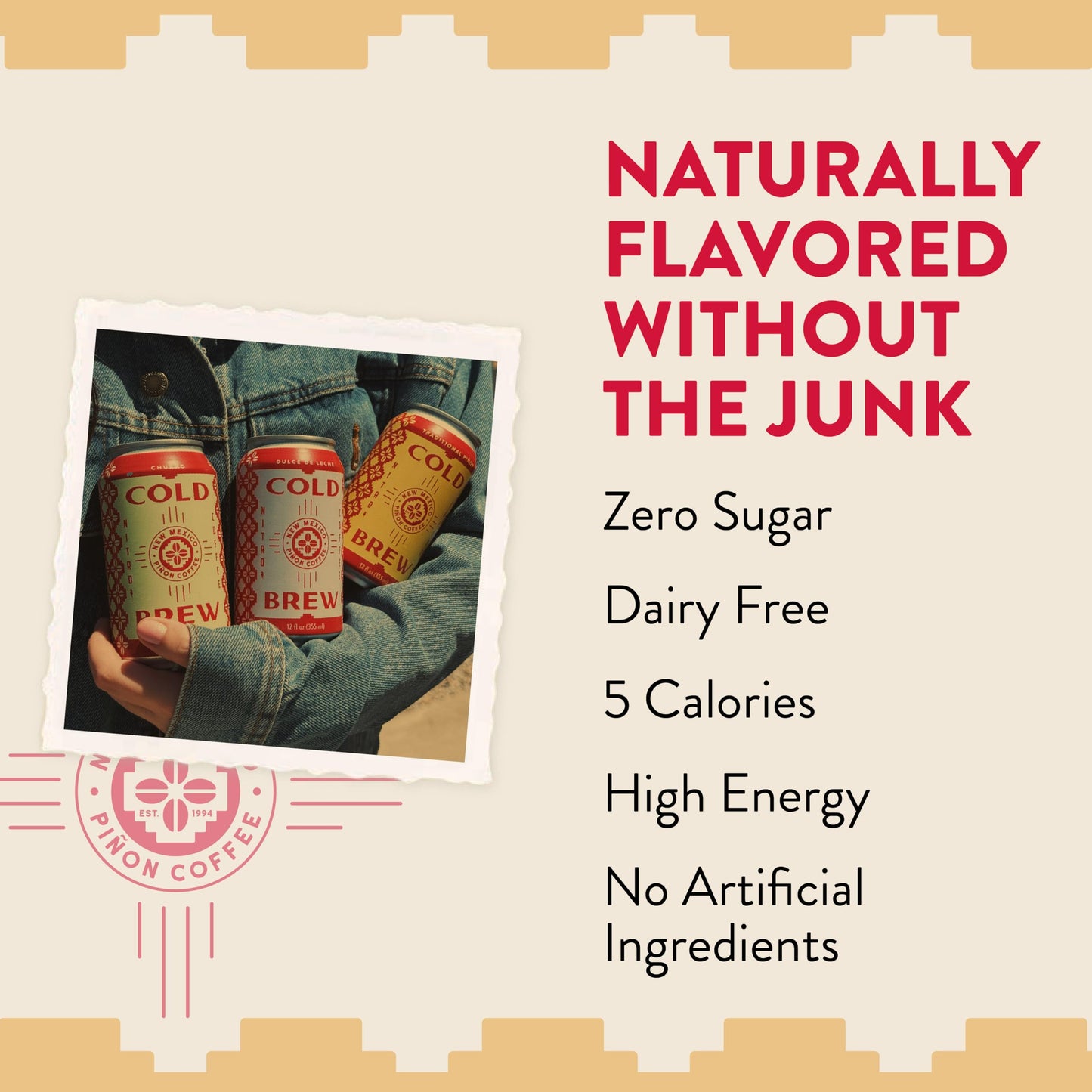 New Mexico Piñon Nitro Cold Brew Coffee Drink - Smooth Nutty Taste, High Energy Nitrogen Infused Classic Black Coffee Cans 12oz - Natural Flavor Zero