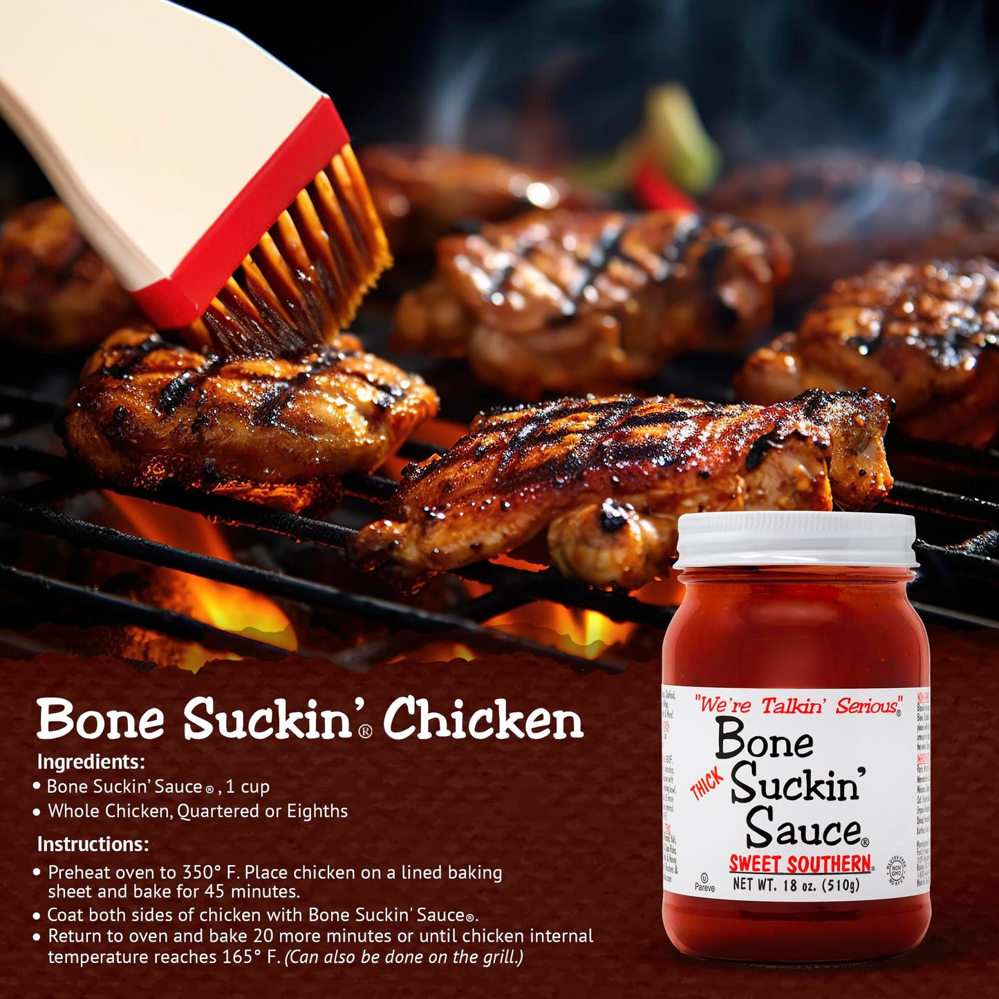 Bone Suckin BS00600 BBQ Sauce, Thick, 16-oz. - Quantity 12