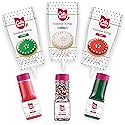 Cake Mate Christmas Cookie Decorating Kit - Red & Green Decorating Sugar (2.25 oz), White, Red & Green Cookie Icing Pouches (7 oz), Jingle Mix Non
