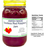 Amish Seedless Red Raspberry Jam - Two 16 Oz Jars