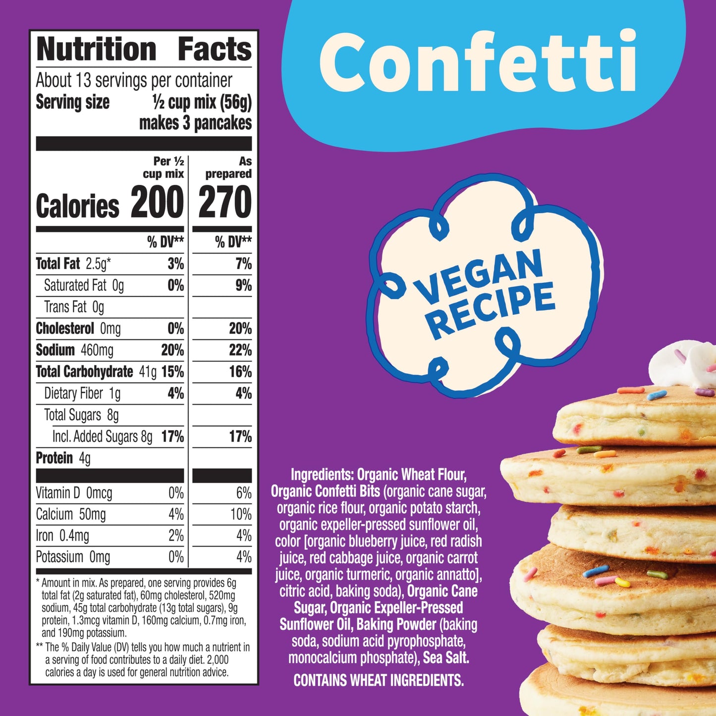 Annie's Organic Confetti Pancake and Waffle Mix, Kids Breakfast, Vegan, 26 oz
