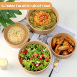 GHEIR 100 Pack 20 oz Disposable Bowls with Lids, Kraft Paper Salad Bowls with Lids, Paper Soup Bowls Food Container for Cold/Hot Food or Takeout