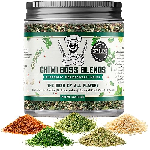 Chimi Boss Blends Chimichurri Original Dry Seasoning, 4 oz - Argentinian Herb & Garlic Rub with Parsley & Chili Flakes - All Natural Seasoning or DIY