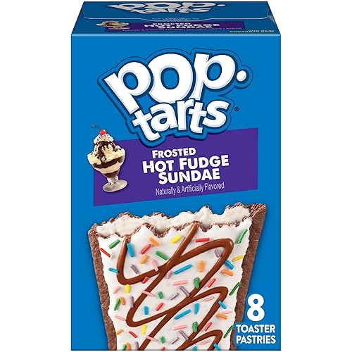Pop-Tarts Toaster Pastries, Breakfast Foods, Kids Snacks, Frosted Hot Fudge Sundae (8 Pop-Tarts)