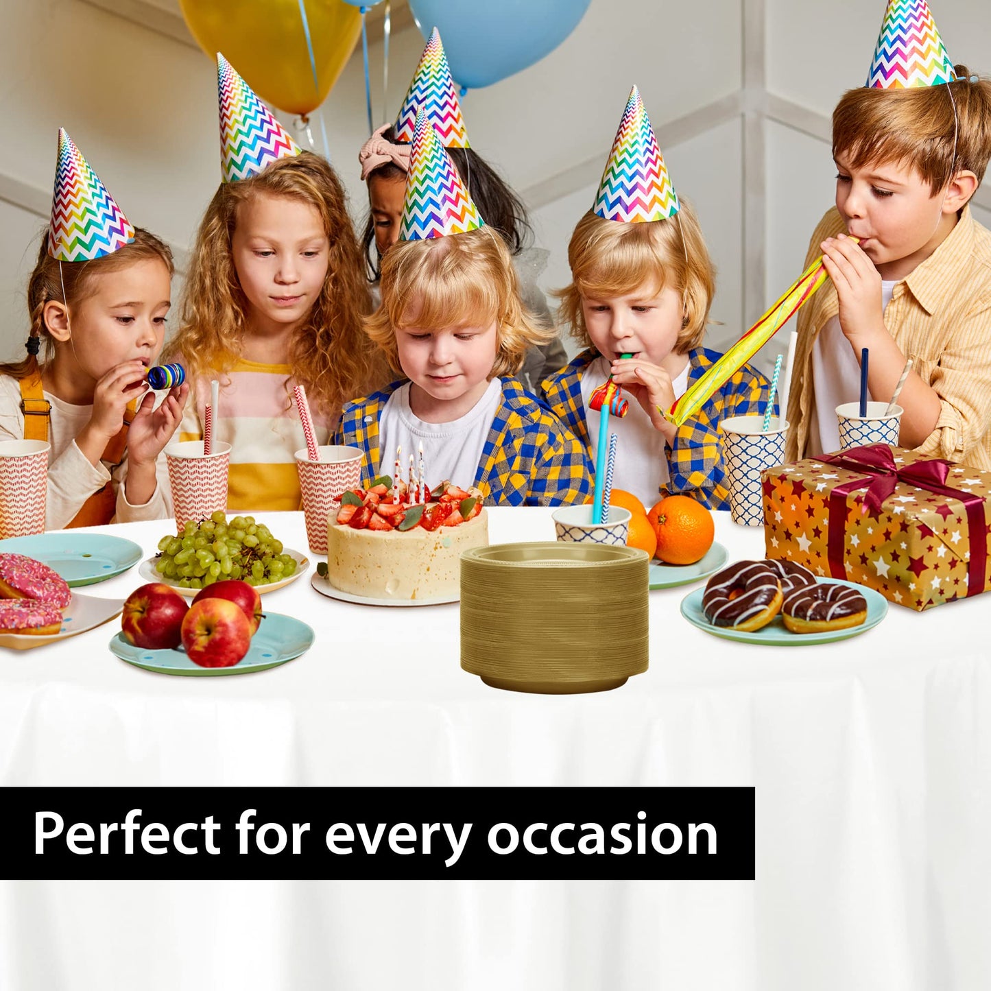 Gold Solid Color Premium Heavy Weight Plastic Dinner Plate (9") 50 Count - Elegant & Durable, Perfect for Parties & Events