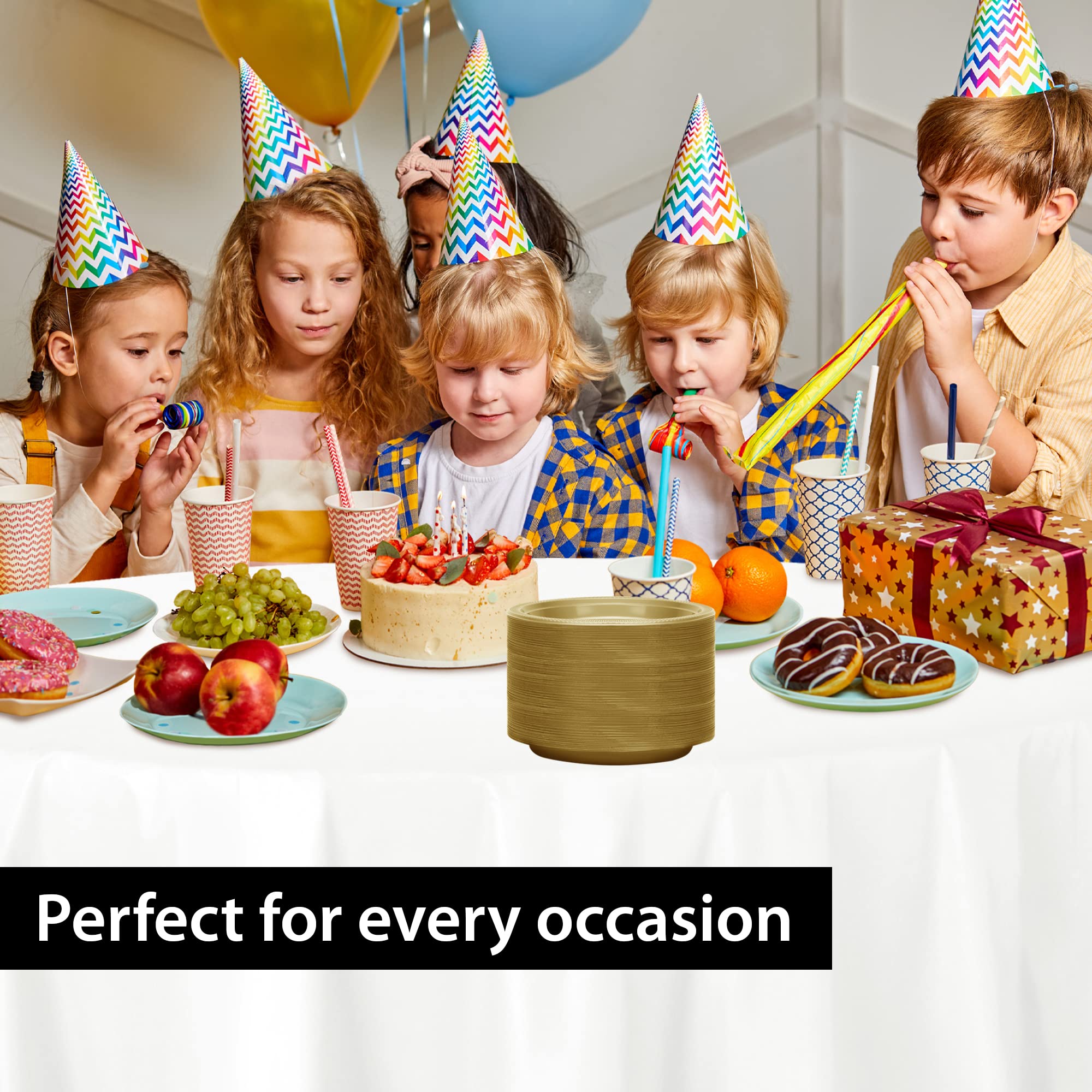Gold Solid Color Premium Heavy Weight Plastic Dinner Plate (9") 50 Count - Elegant & Durable, Perfect for Parties & Events