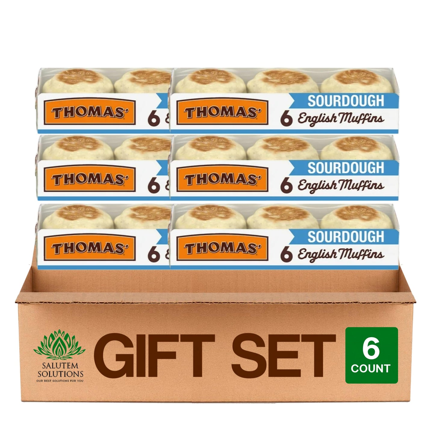 Salutem Vita - Sourdough English Muffins 6 Count, 13 oz, Gift Set - Pack of 6