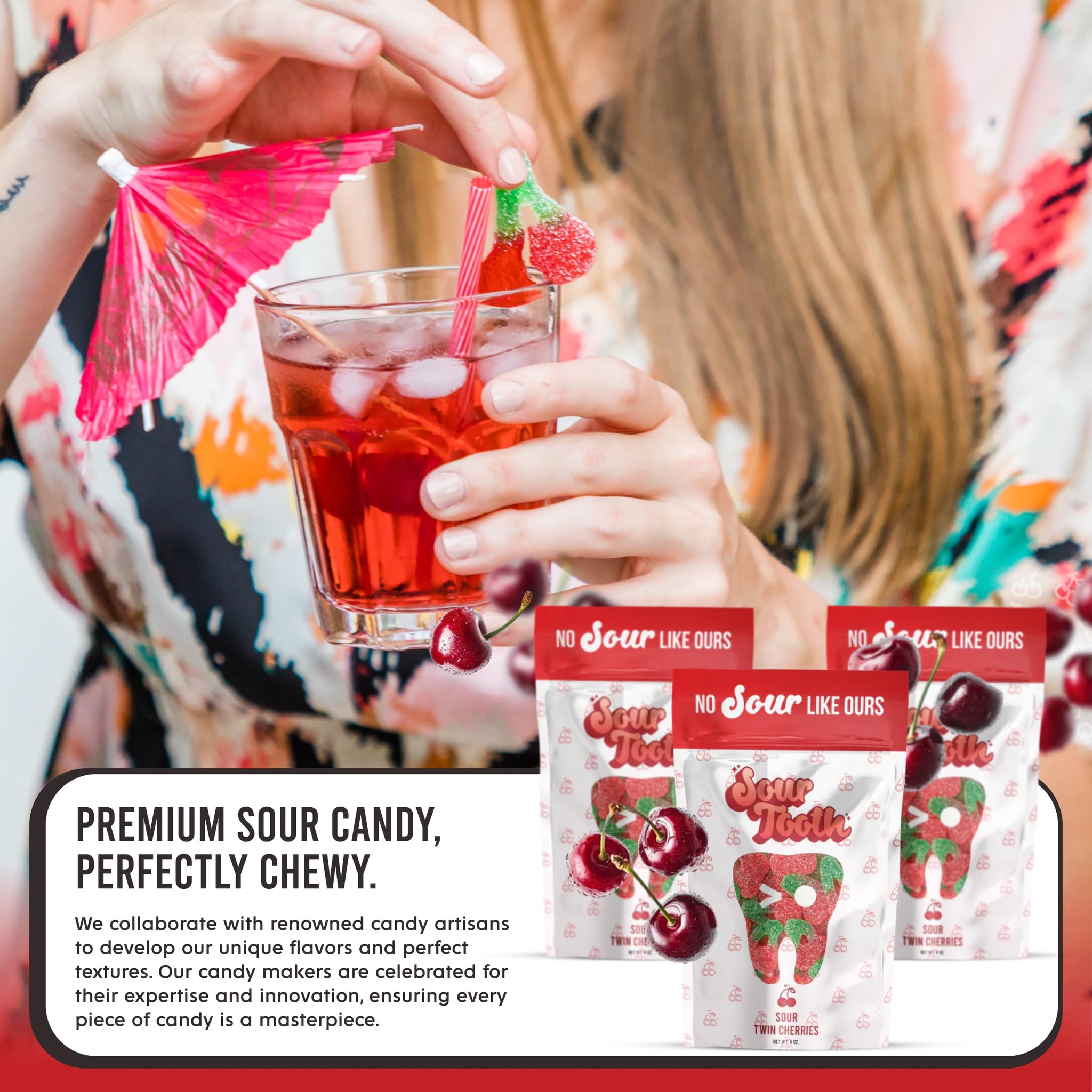 Sour Twin Cherries, Sour Gummy Candy, Cherry Candy Bulk, Gummy Cherries, Great as Gift Snacks and Parties, Fresh, Soft and Chewy, 19 in Each Bag, 3