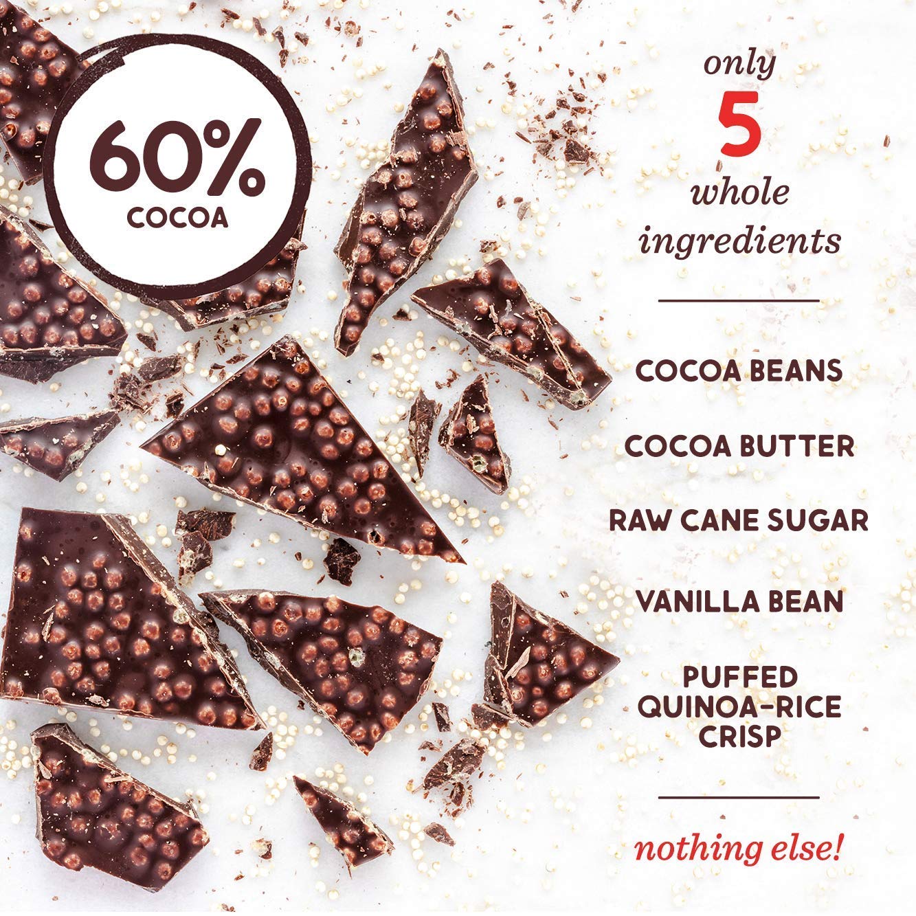 Alter Eco | Chocolate Bars | Pure Dark Cocoa, Fair Trade, Organic, Non-GMO, Gluten Free (12-Pack Dark Quinoa Crunch)