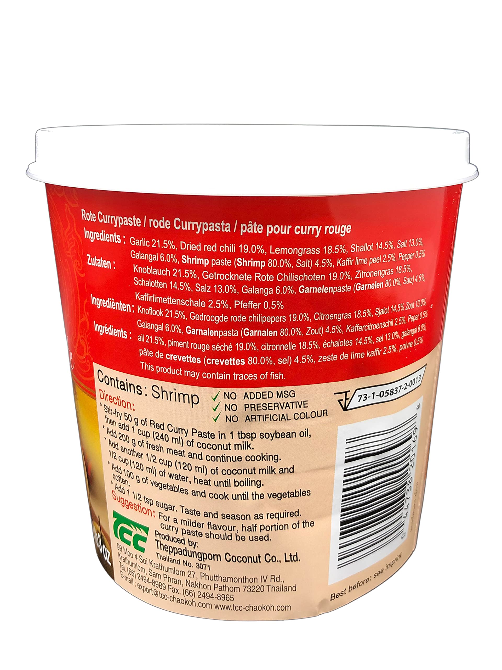 Mae Ploy Red Curry Paste, Authentic Thai Curry Paste With Red Chili, Shrimp Paste, Lemongrass and Aromatic Herbs for Cooking Butter Chicken, Rendang