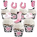 Big Dot of Happiness Rodeo Cowgirl - Cupcake Decoration - Pink Western Party Cupcake Wrappers and Treat Picks Kit - Set of 24