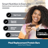 WonderSlim Meal Replacement Protein Bar, Variety Pack, 15g Protein, 20 Vitamins & Minerals (7ct)