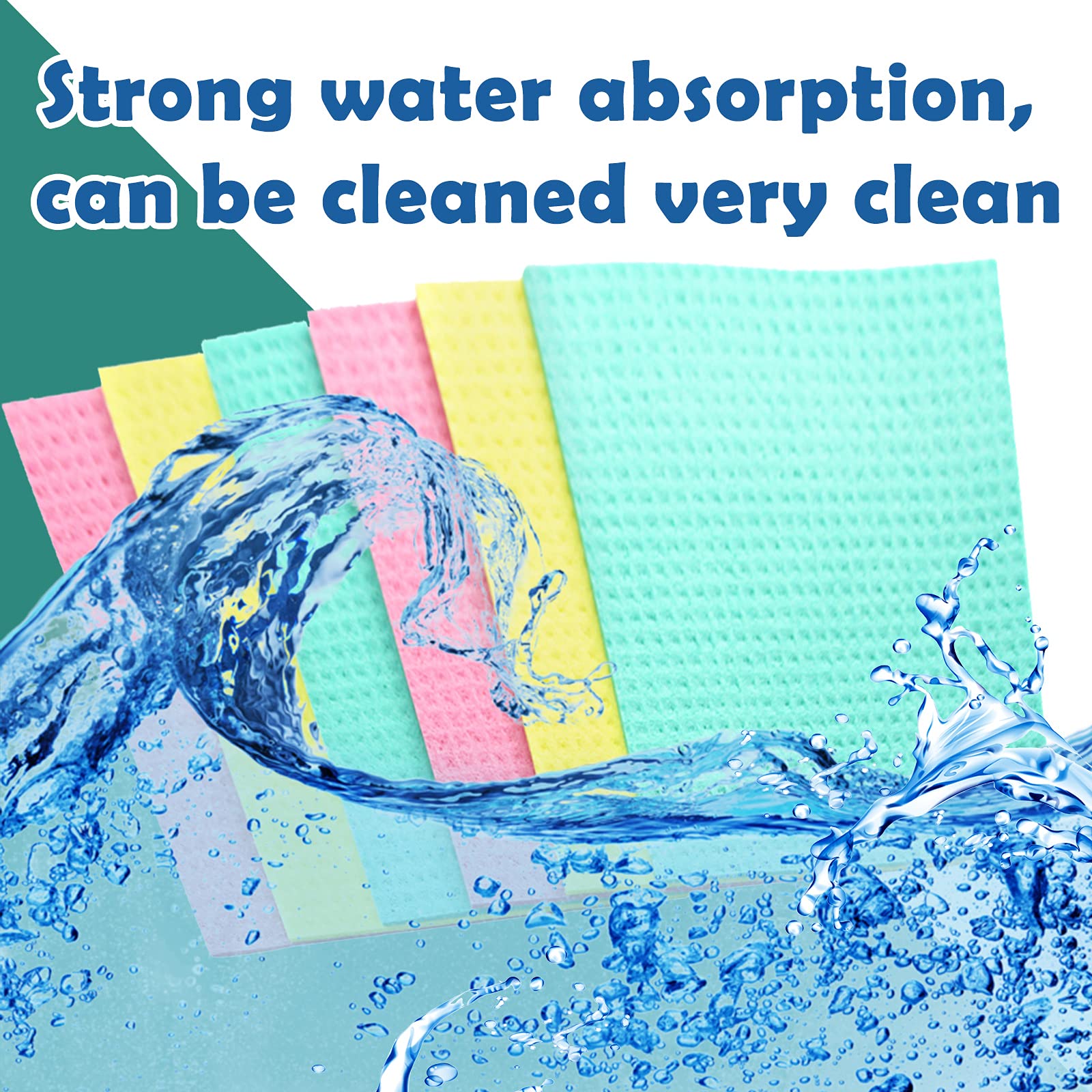 JYKJ Swedish Dishcloths Cellulose Cleaning Cloths - Pack of 10 - Environmentally Friendly, Natural Cellulose Sponge Cloth - Multi-Purpose Reusable