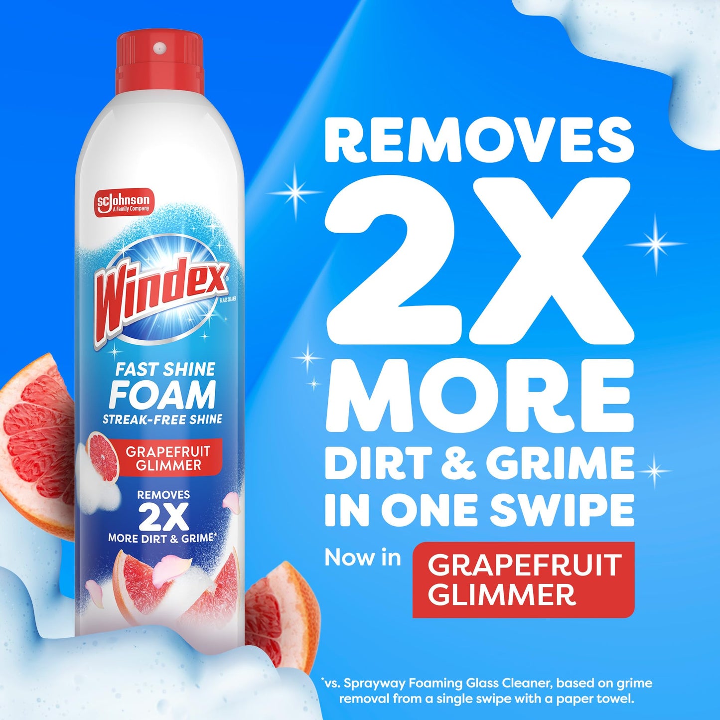 Windex Fast Shine Foam Glass Cleaner Supplies, No-Drip Window & Mirror Aerosol Spray, Streak-Free, Removes Fingerprints, Dust, Dirt & Smoke Film