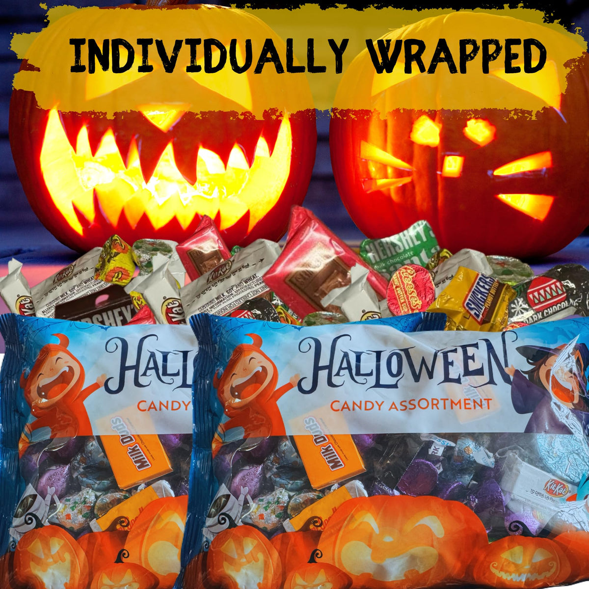YAY! FUN Halloween Candy, Assorted Chocolate Candy Variety Pack, Individually Wrapped Mini Chocolates, 2 Pounds Bulk Bag, Perfect for Trick or Treat