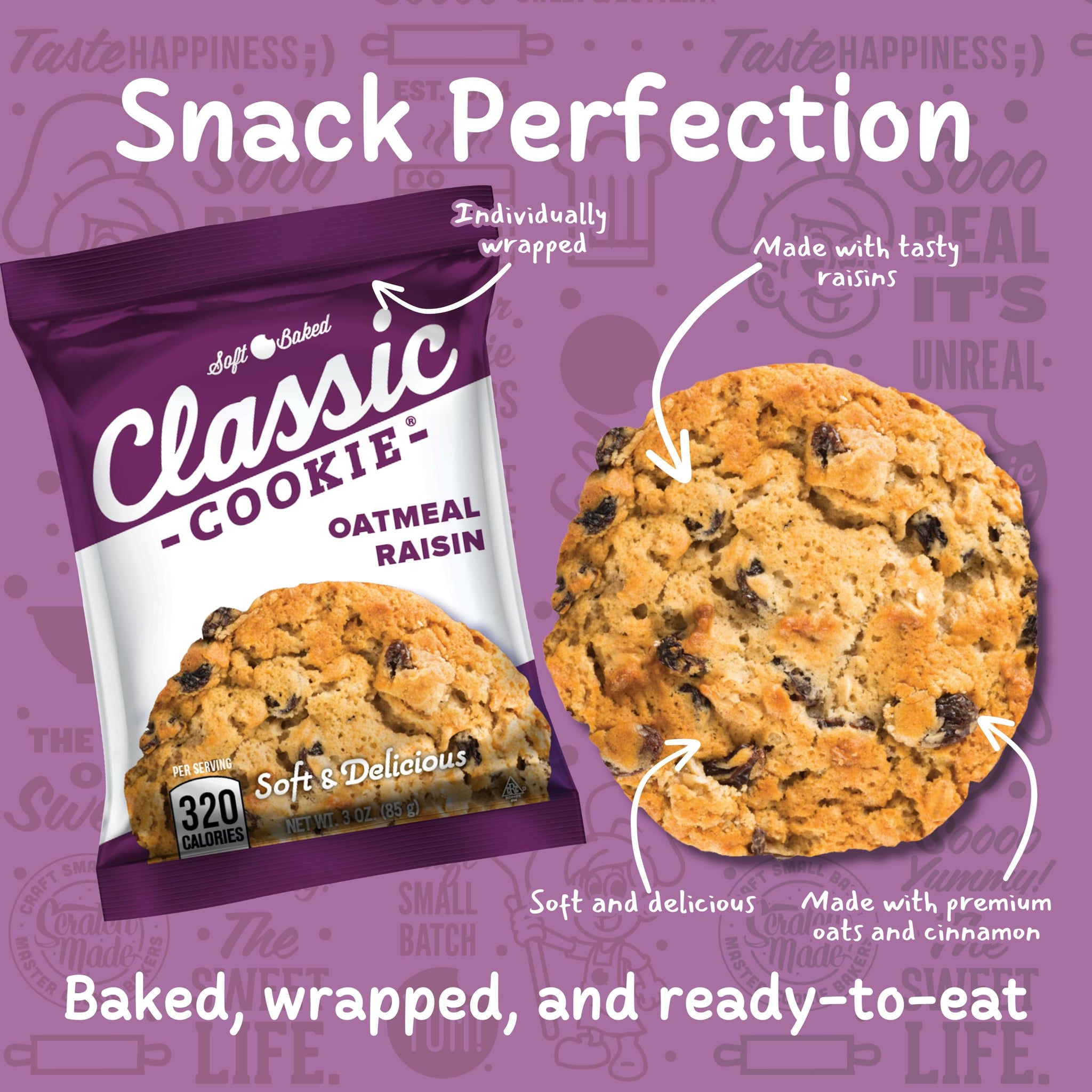 Classic Cookie, Soft Baked Cookie, Oatmeal Raisin 3oz, 1 Cookie