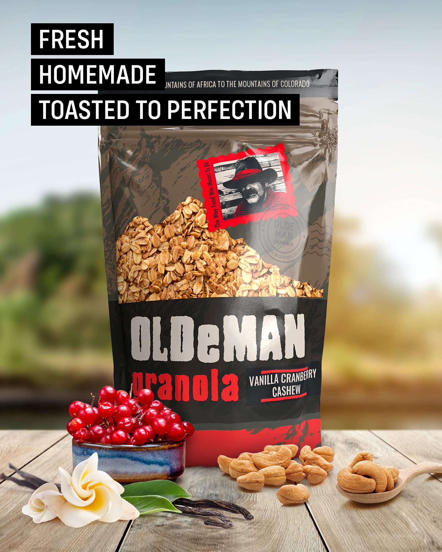 Olde Man Granola Gluten Free Granola - Non-GMO Healthy Granola Cereal - Soft Whole Grain Oats, Butter, Brown Sugar - Handmade in Colorado (Vanilla