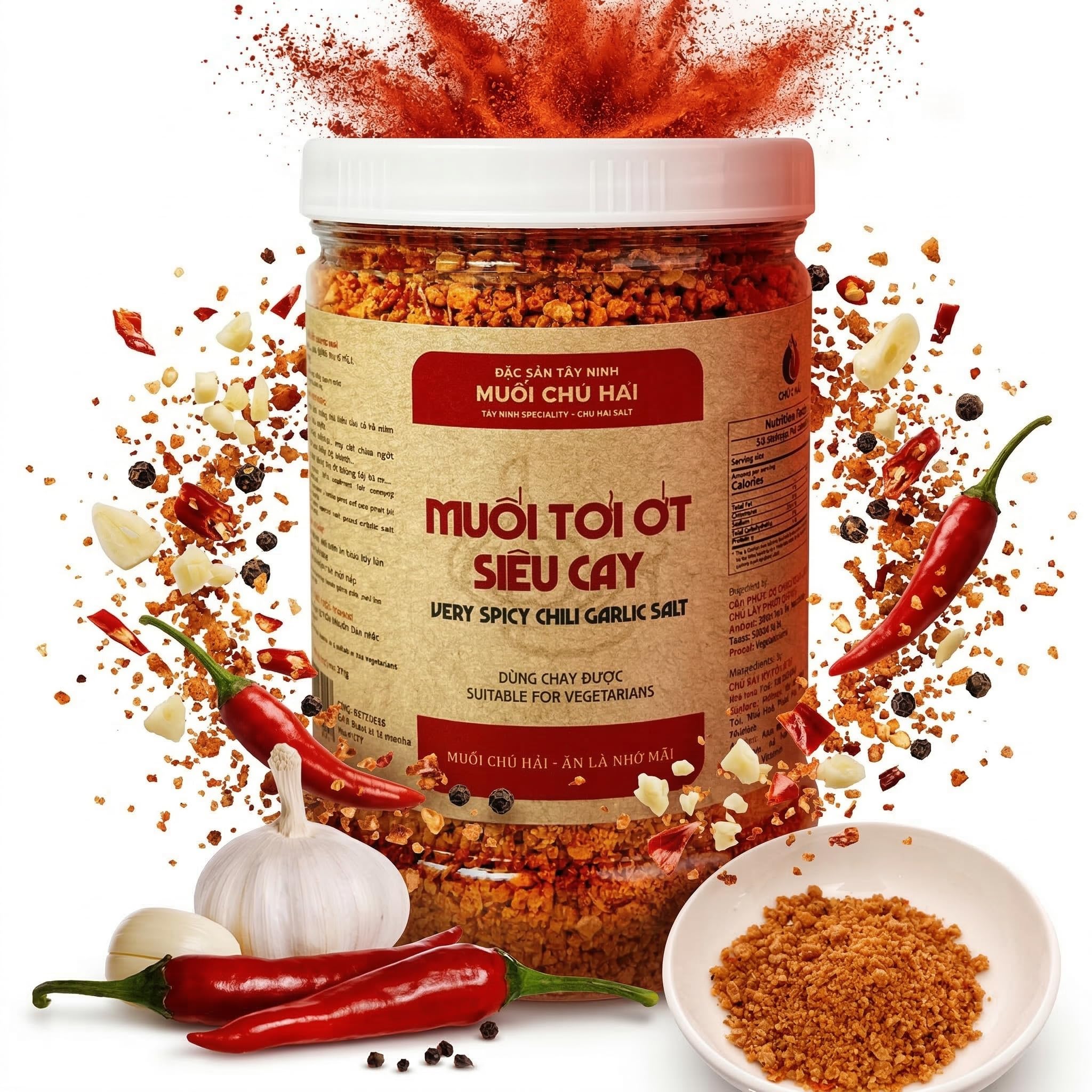 Muoi chu hai - Uncle Hai’s Premium Chili Garlic Sauce: Spicy Hot Sauce from Vietnam, Blend of Peppers & Garlic Salts - Made for Cooking, Delicious on
