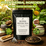 Jamaican Healing Garden Blood Detox Tea, Wildcrafted Herbs with Guaco, Burdock Root, Oregano, Cinnamon, Moringa, Hand Picked and Sun-Dried in the Blue