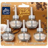 Glade PlugIns Refills Air Freshener, Scented and Essential Oils for Home and Bathroom, Cozy Vanilla Cappuccino, 3.35 Fl Oz, 5 Count