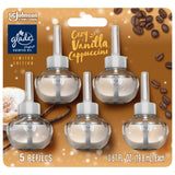 Glade PlugIns Refills Air Freshener, Scented and Essential Oils for Home and Bathroom, Cozy Vanilla Cappuccino, 3.35 Fl Oz, 5 Count