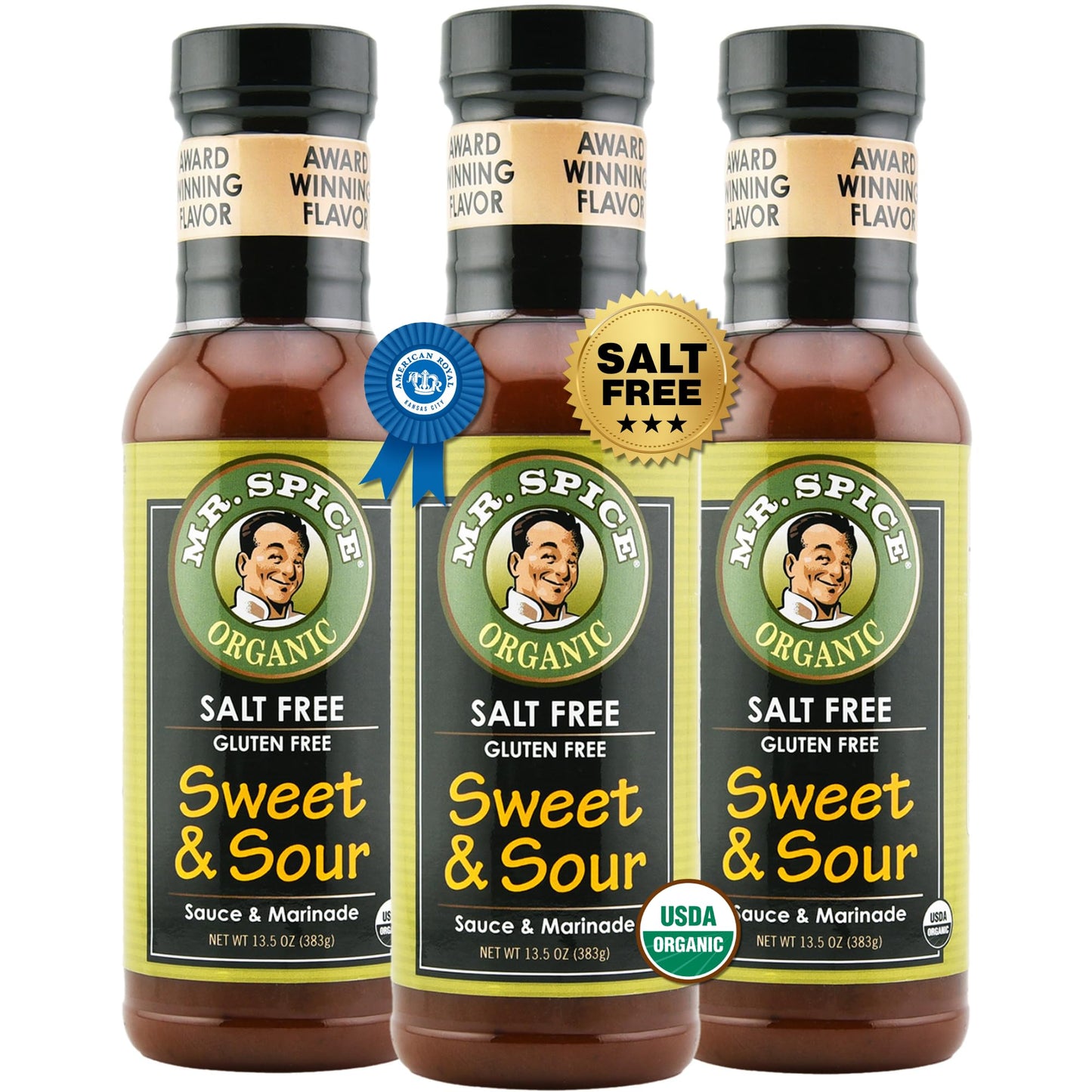 Mr. Spice Organic Sweet and Sour Sauce, Salt Free Sweet & Sour Dipping Sauce (5 mg/serving), Gluten Free, Low Sodium Sauces for Marinade and Wok, No