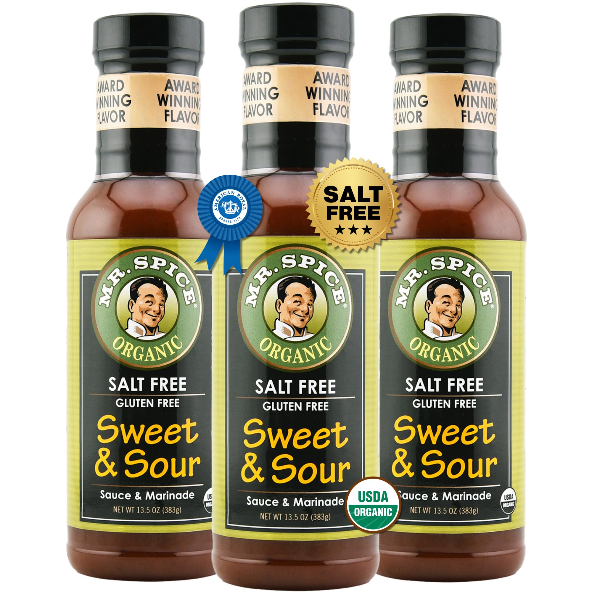 Mr. Spice Organic Sweet and Sour Sauce, Salt Free Sweet & Sour Dipping Sauce (5 mg/serving), Gluten Free, Low Sodium Sauces for Marinade and Wok, No