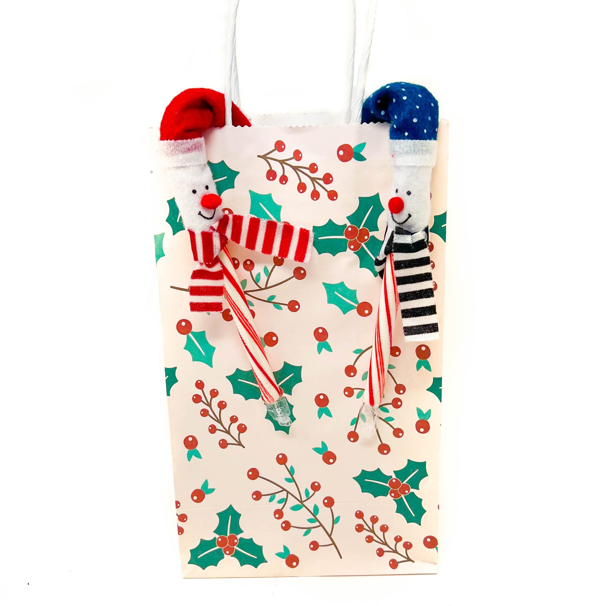 Podzly 12 Pack Snowman Candy Cane Cover Sleeves - Christmas Tree Ornament Toppers for Home, Classroom & Office - Ideal for Holiday Parties & Student
