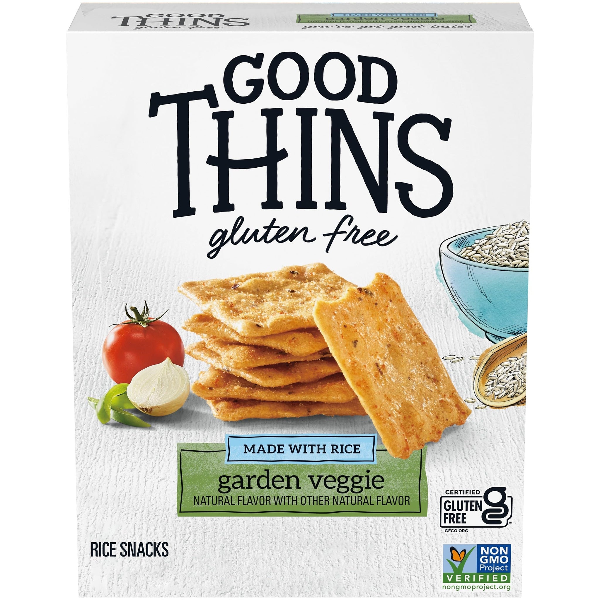 Good Thins Garden Veggie Rice Snacks Gluten Free Crackers, Snack Crackers, 3.5 oz