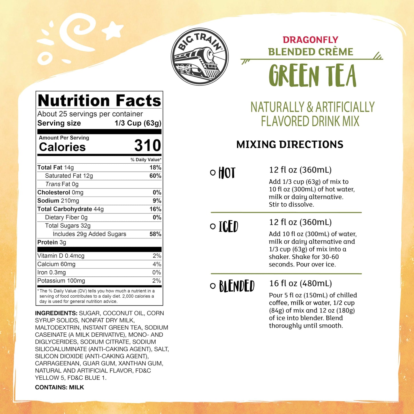 Big Train Dragonfly Green Tea Blended Crème Beverage Mix, 3.5 Pound (Pack of 1)