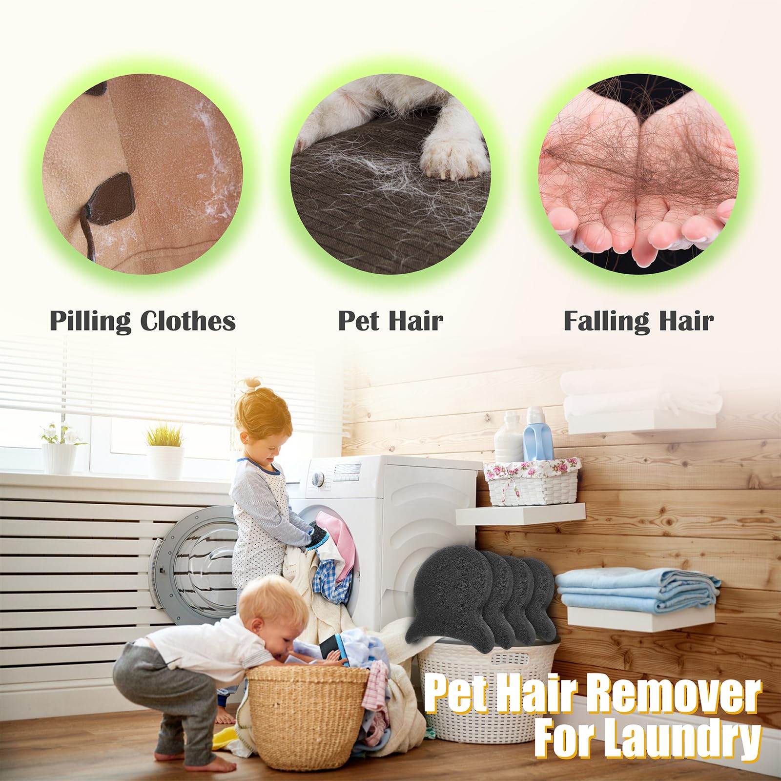 Pet Hair Remover for Laundry, Reusable Dog & Cat Hair Remover Tool, Effectively Removes Pet Hair, Lint and Dander from Bedding and Clothing, Suitable