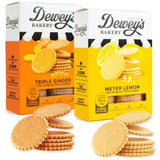 Dewey's Bakery Meyer Lemon & Triple Ginger Moravian Style Thin Cookies Variety Pack, Bakery Fresh with Real Simple Ingredients, Low Calorie Snack, No