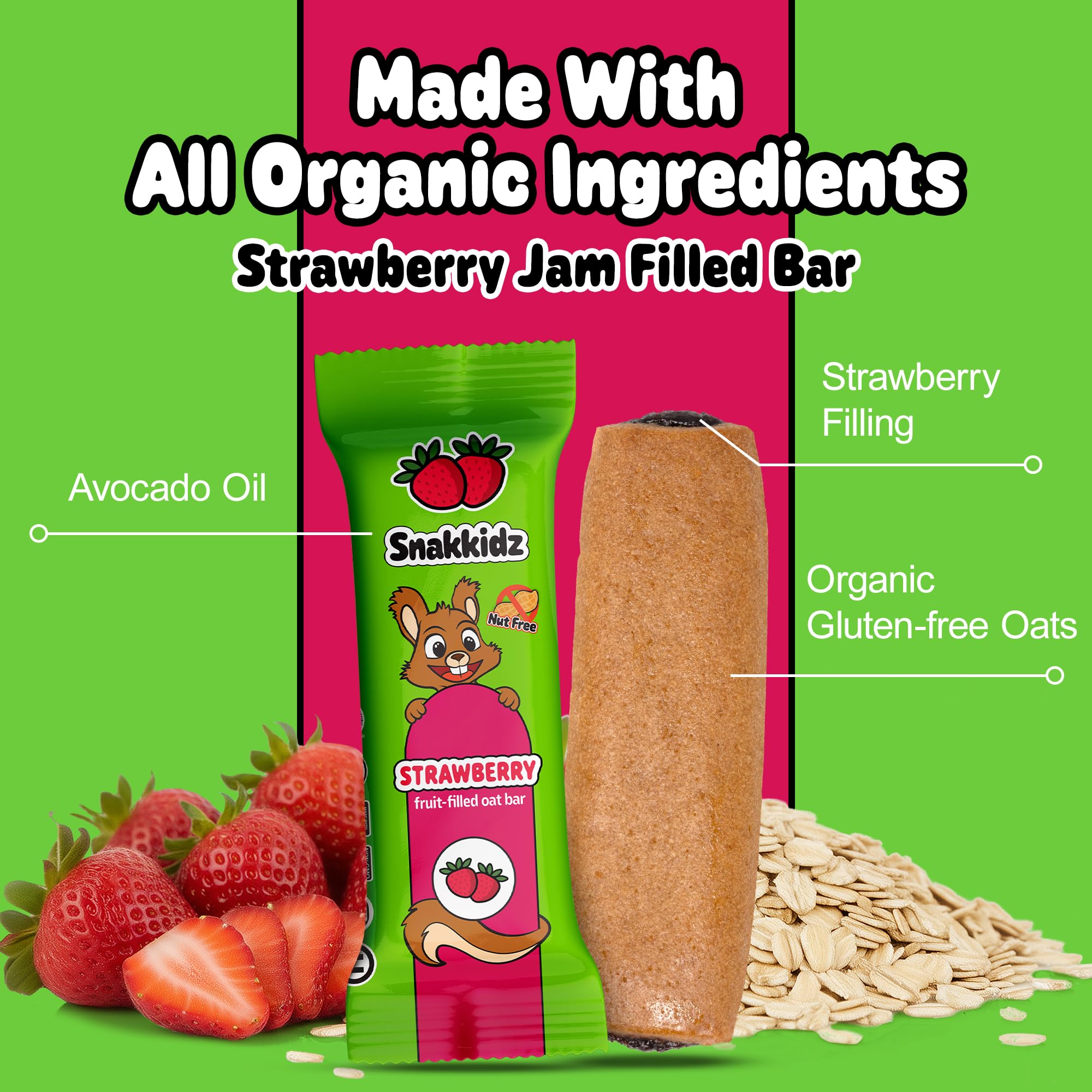 Snakkidz Fruit Filled Oat Bar Minis, Great for Lunchboxes & On the Go Snacking, Naturally Gluten Free, Soft Baked Breakfast Bar for Kids