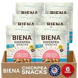 BIENA Chickpea Snacks - Crunchy Roasted Chickpeas - High Fiber Vegan Protein Snacks for Adults and Kids - 6 pack, 12 ounce Bags - Himalayan Pink Salt