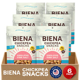 BIENA Chickpea Snacks - Crunchy Roasted Chickpeas - High Fiber Vegan Protein Snacks for Adults and Kids - 6 pack, 12 ounce Bags - Himalayan Pink Salt