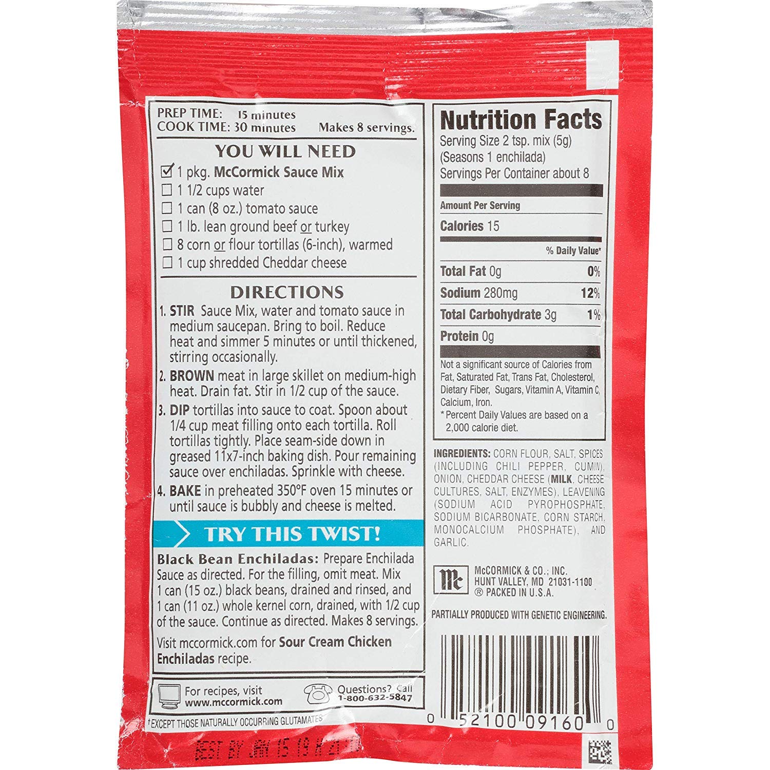 McCormick Mexican Enchilada Sauce Mix 1.5OZ (Pack of 20)