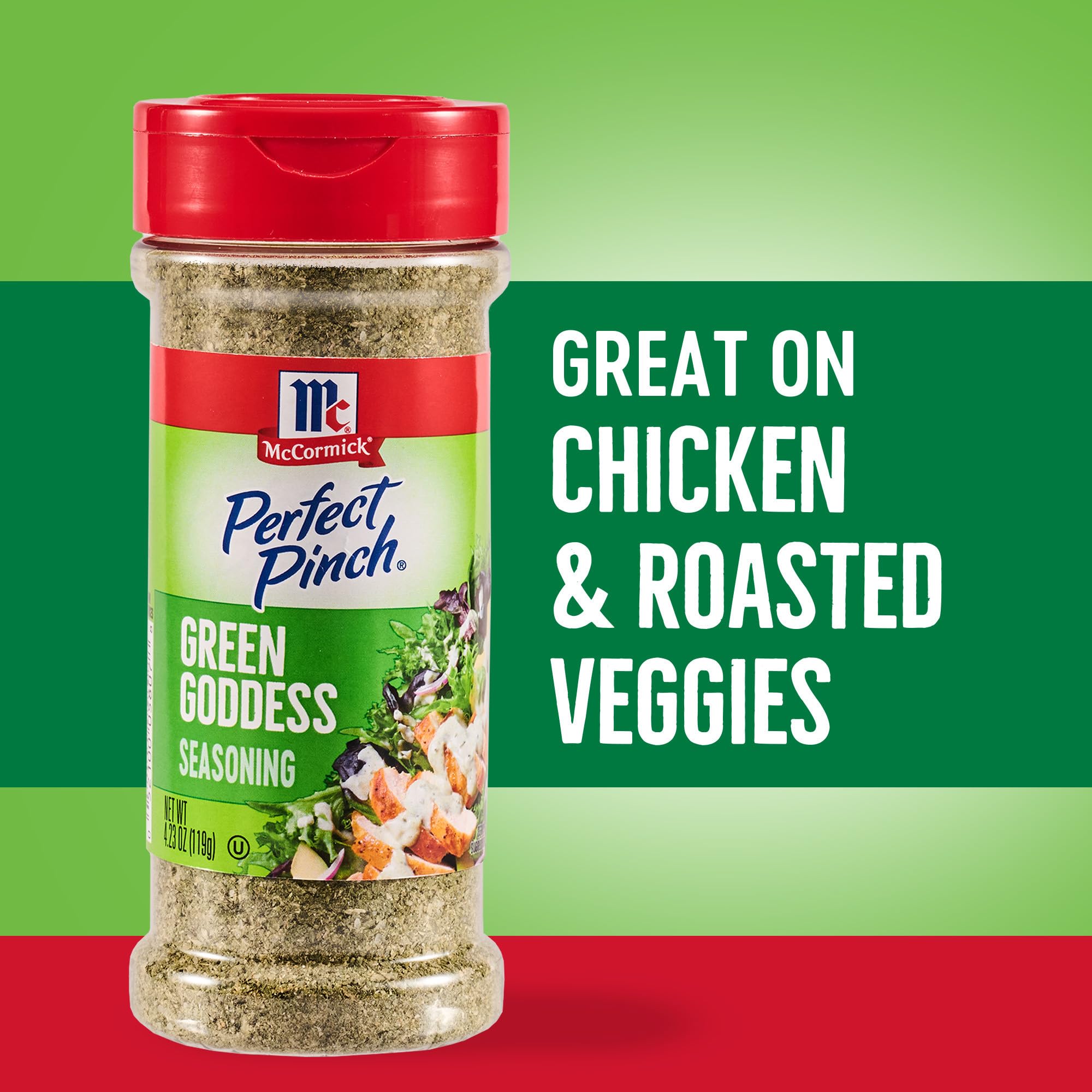 McCormick Perfect Pinch Seasoning, Green Goddess, For Adding Tangy, Herby Flavor to Chicken, Roasted Veggies, Dressings, Sauces & More, 4.23 oz