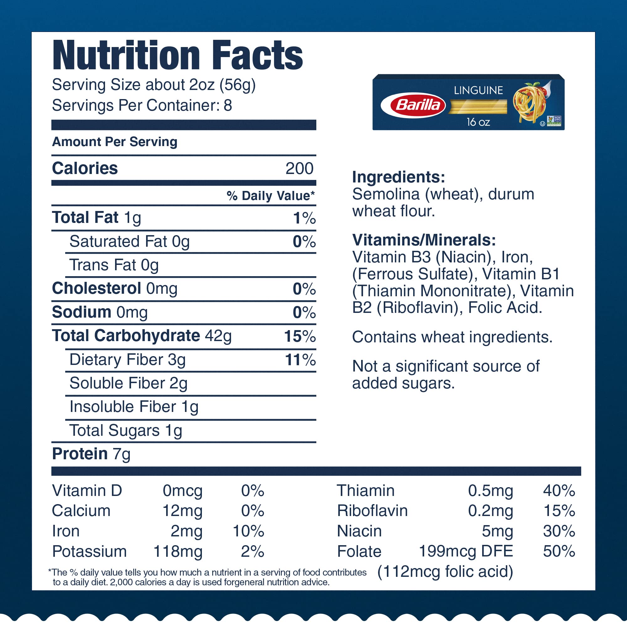 Barilla Linguine Pasta, 16 oz. Box - Non-GMO Pasta Made with Durum Wheat Semolina - Kosher Certified Pasta