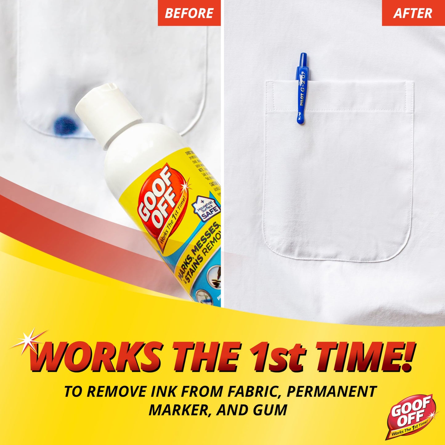 Goof Off Marks, Messes & Stains Remover, 8 fl. oz. Spray, Household Surface Safe, Removes Spots and Stains from Plastics, Fabric, and Clothing, Ideal