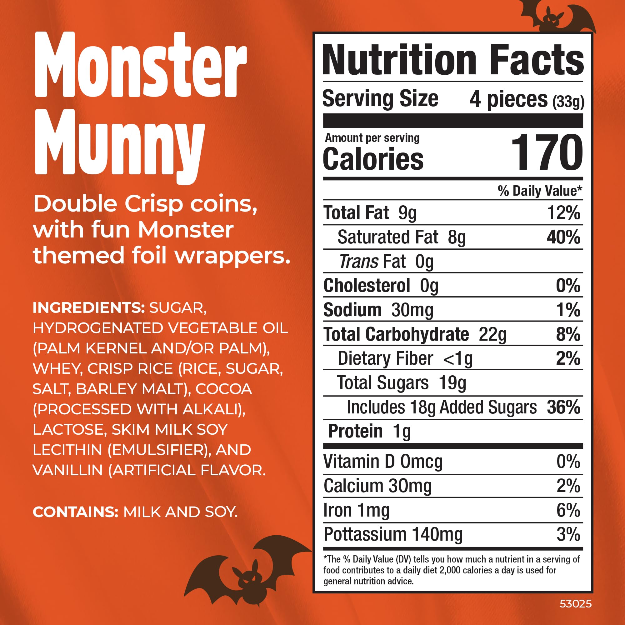 Palmer Milk Chocolate Assortments, Crisp and Crunchy Candy, Individually Wrapped Halloween Pieces, Making Candy Fun Since 1948 (1 Pound, Monster
