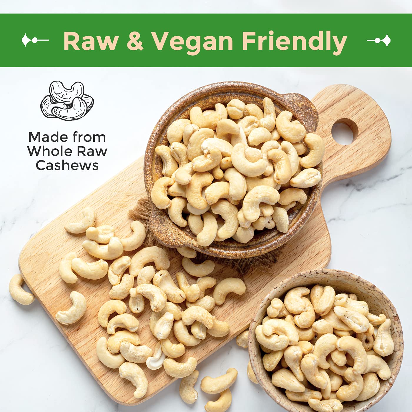 Sincerely Nuts - Raw Cashews Whole and Unsalted | Healthy Snack, Source of Protein | Keto and Paleo Friendly Gourmet Quality Vegan | Cashew Nuts 5(LB)