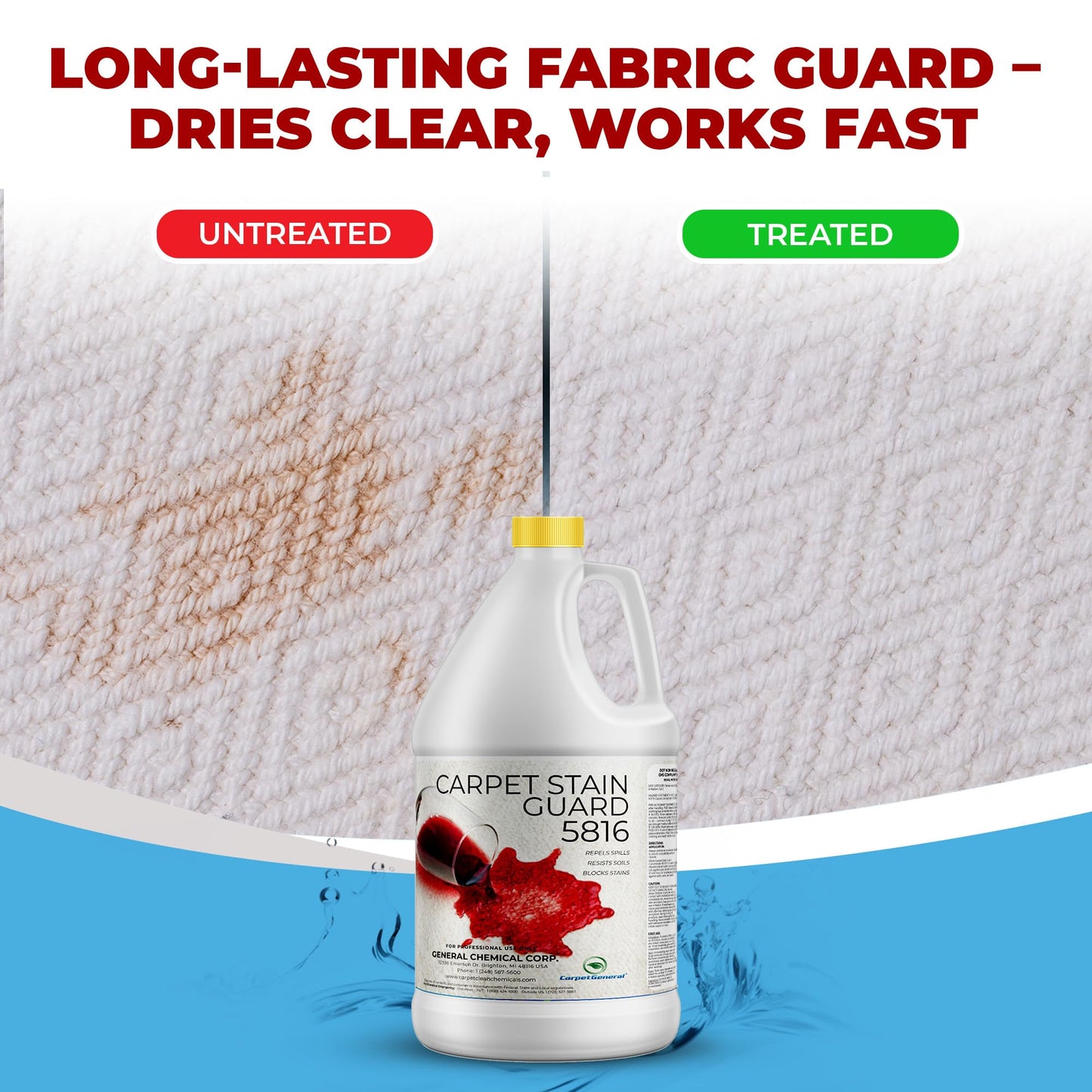 General Chemical Stain Shield Spray - Safe Fabric Protector Spritz and Stain Guard 5816 for Upholstery, Carpets, Rugs, Drapes & More - Impermeable