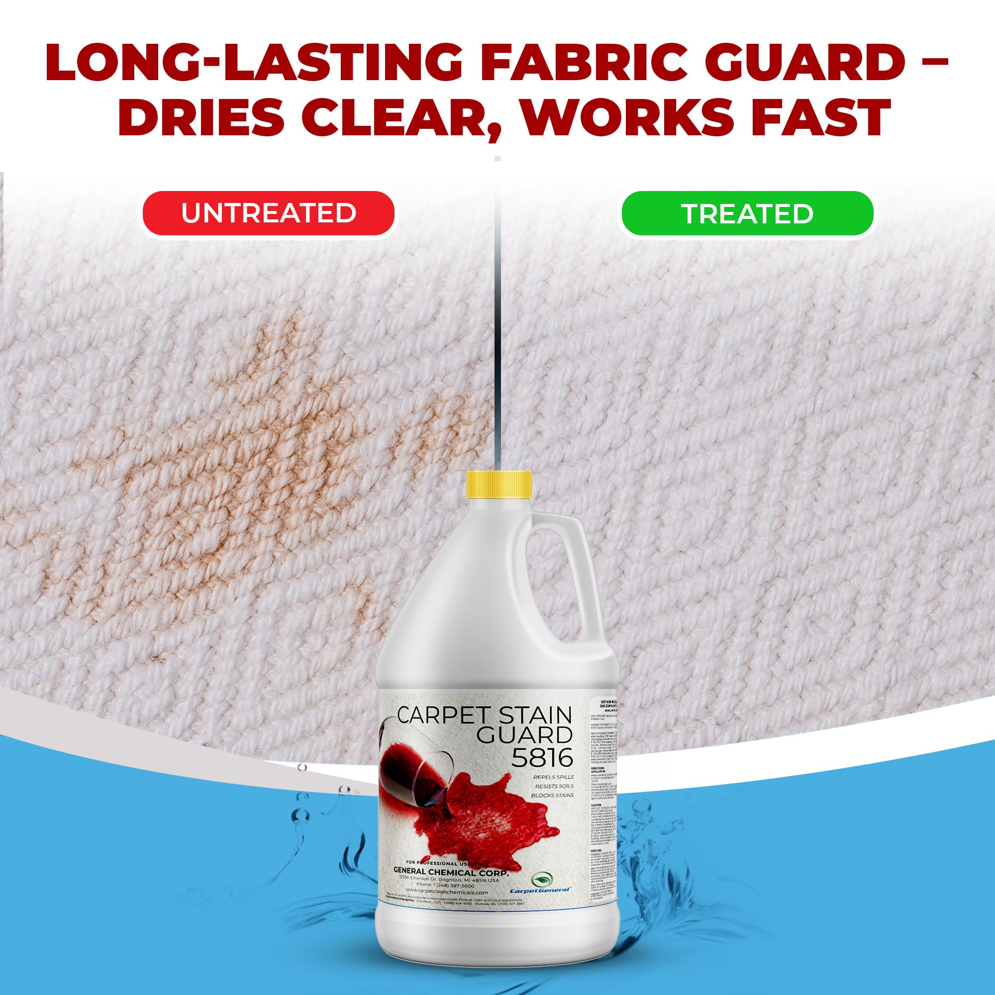 General Chemical Stain Shield Spray - Safe Fabric Protector Spritz and Stain Guard 5816 for Upholstery, Carpets, Rugs, Drapes & More - Impermeable