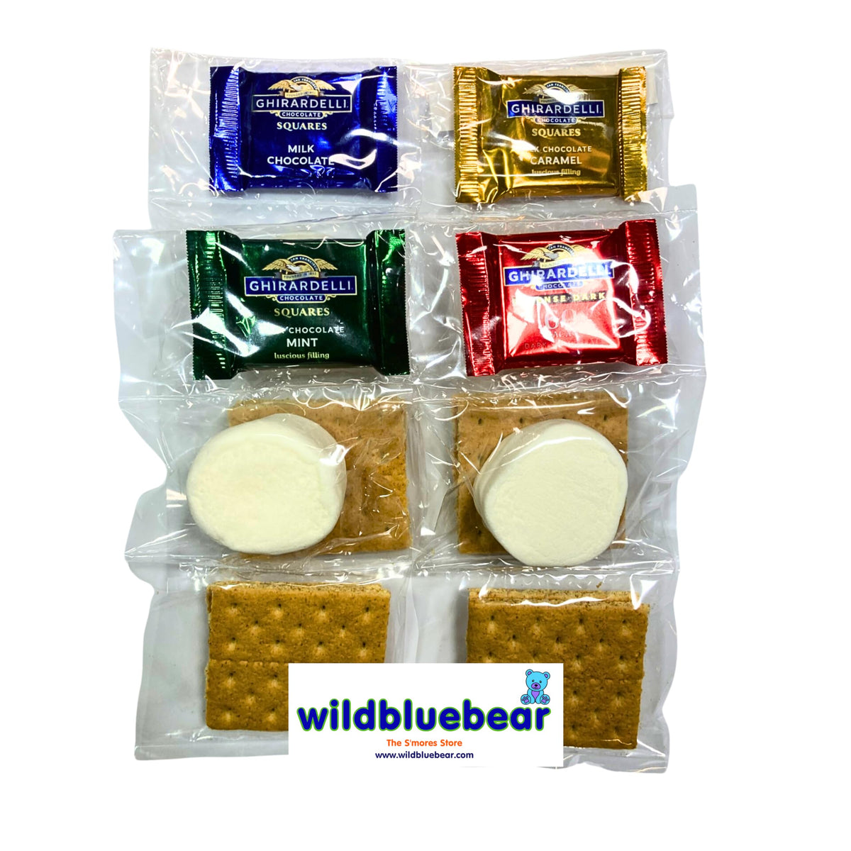WBB | SMORES KIT STRIP | Individually packaged set : Graham Crackers, Marshmallow, Chocolate | Make delicious smores (100 sets) (Mix Chocolates)