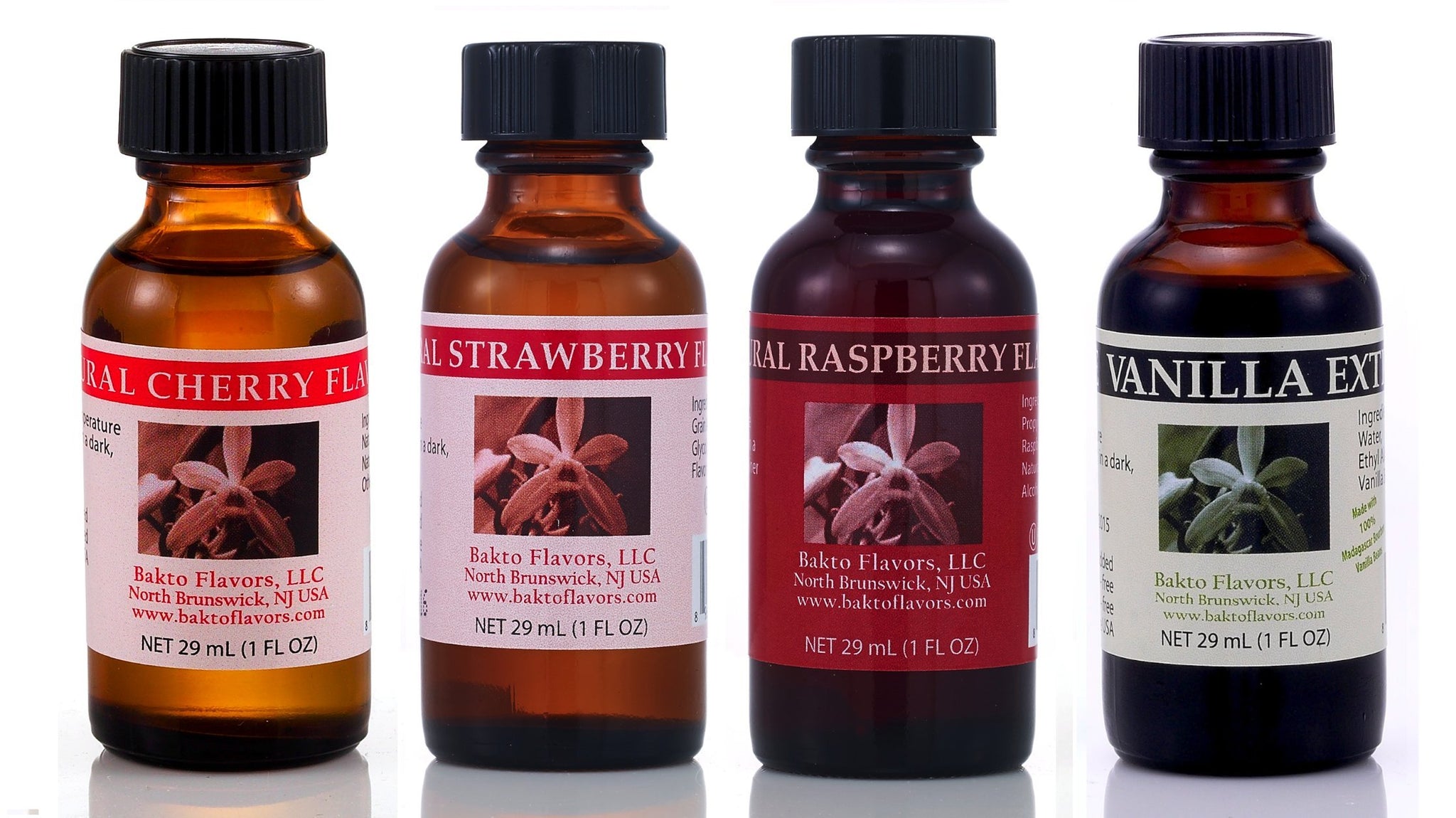 Bakto 4-Pack - Cherry, Strawberry, Raspberry, Vanilla (1 OZ Bottles)
