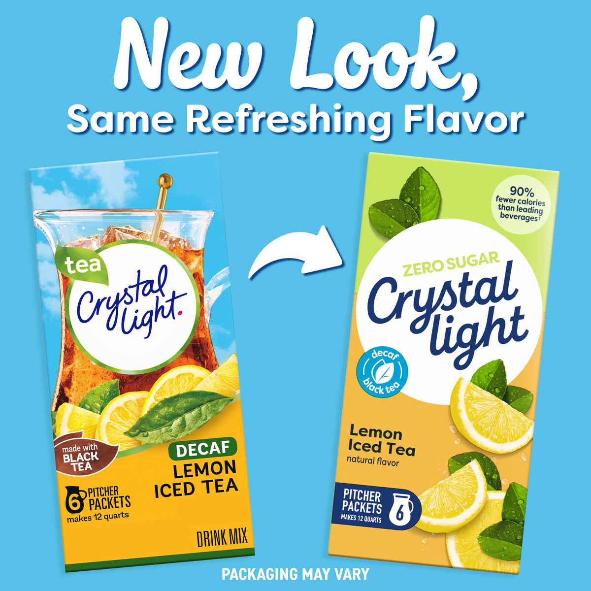 Crystal Light Decaf Lemon Iced Tea Natural Flavor Drink Mix, 12-Quart Box (Pack of 8)
