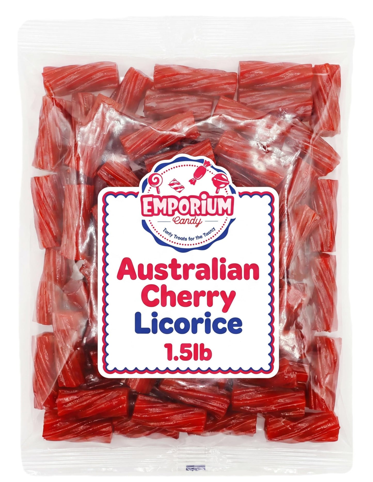 Australian Red Licorice Cherry Flavor Soft & Chewy - 1.5 lb Bulk Gourmet Candy - Sweet Twists - Fresh Australian Style for Snacking, Candy Bowls