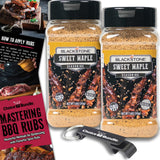 Blackstone Sweet Maple Seasoning - Gourmet Griddle Premium Barbecue Rub 2 Pk (15.2 oz) + BBQ Masters & Opener (4 Items)!
